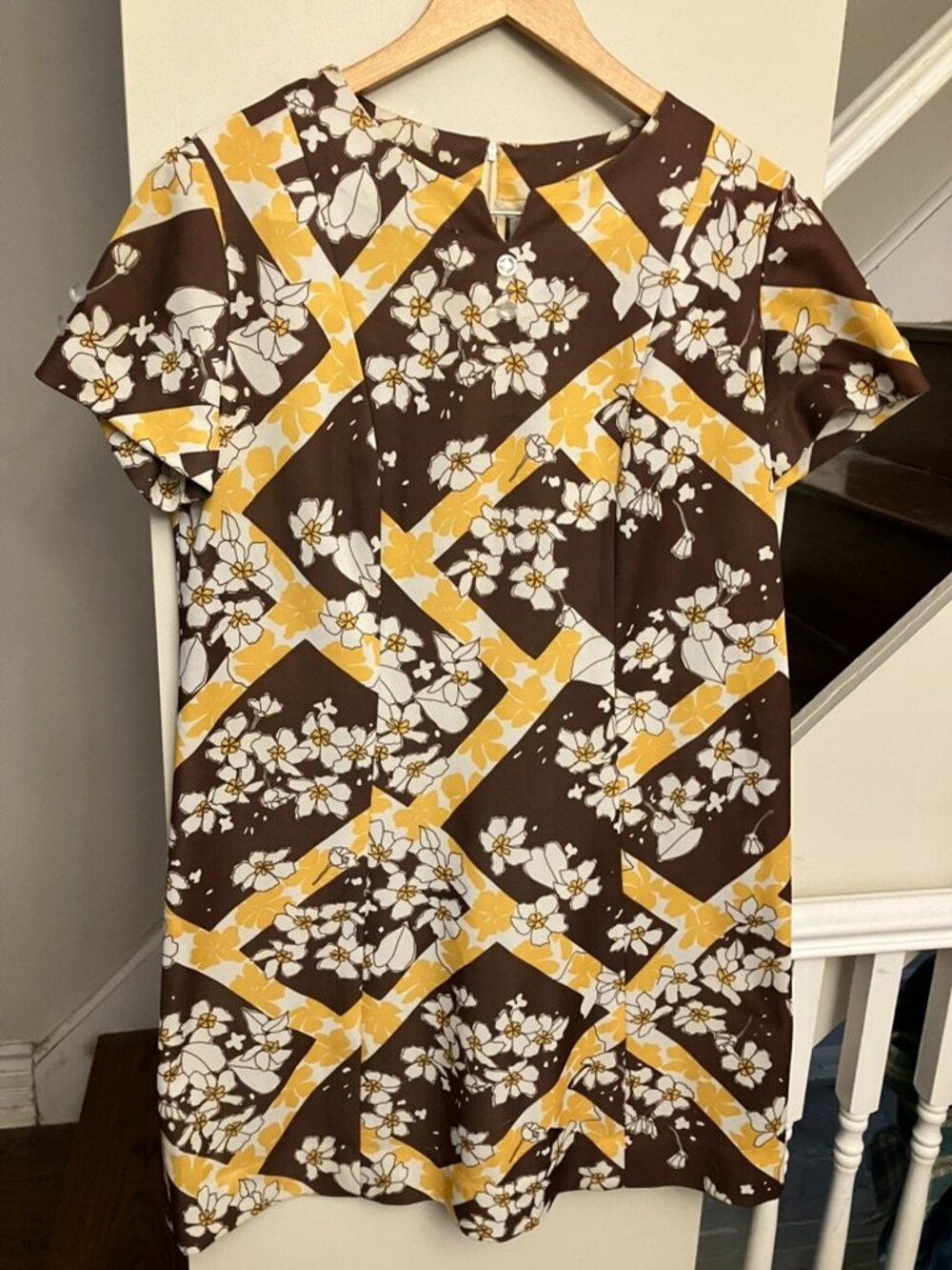 Vintage Brown and Yellow Floral Dress